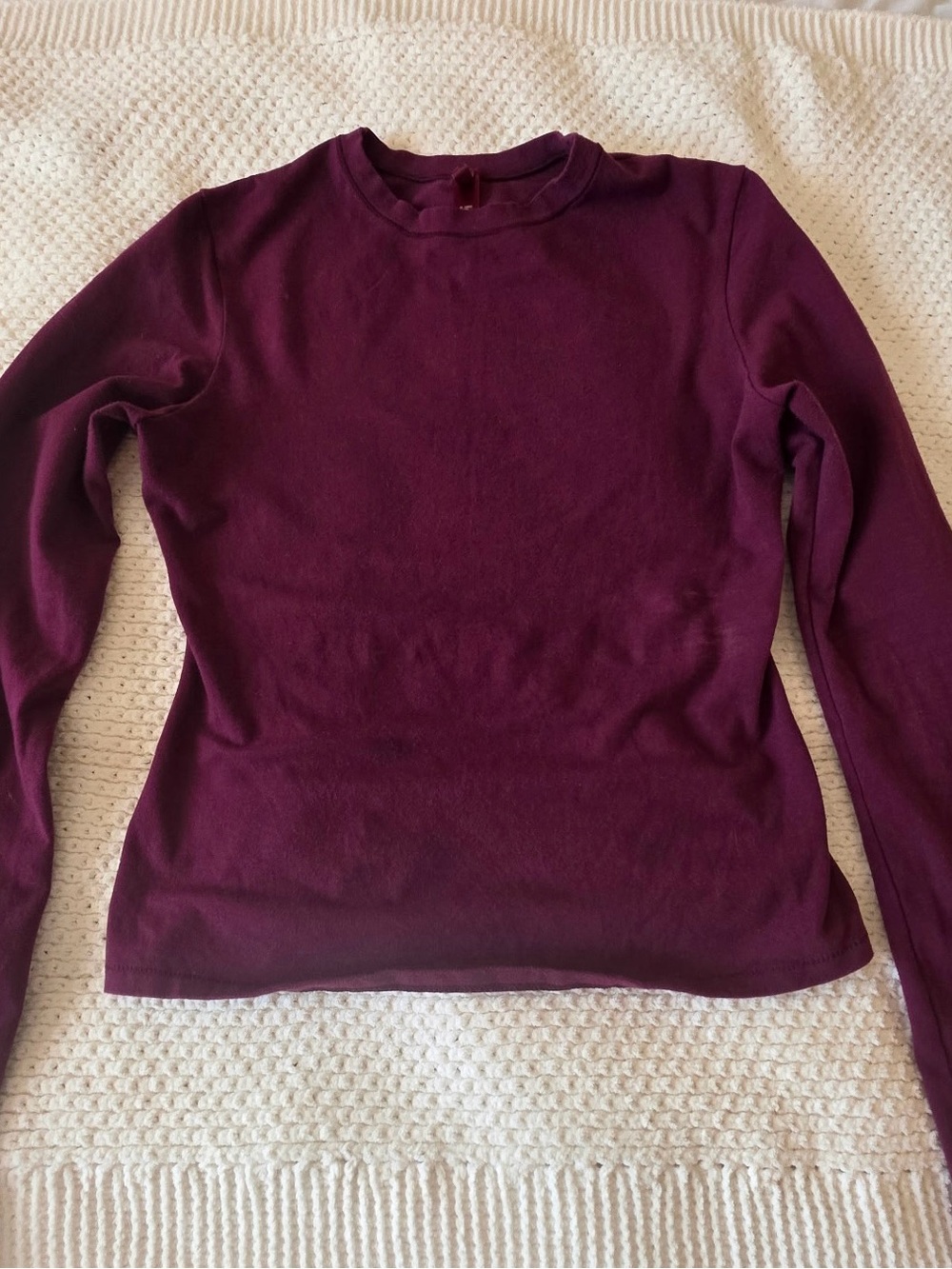 SKIMS Long Sleeve Crewneck Top in Plum